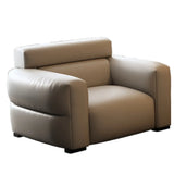 Off-White Tear Resistant Leather Sewn Pillow Back Sofa Image - 5