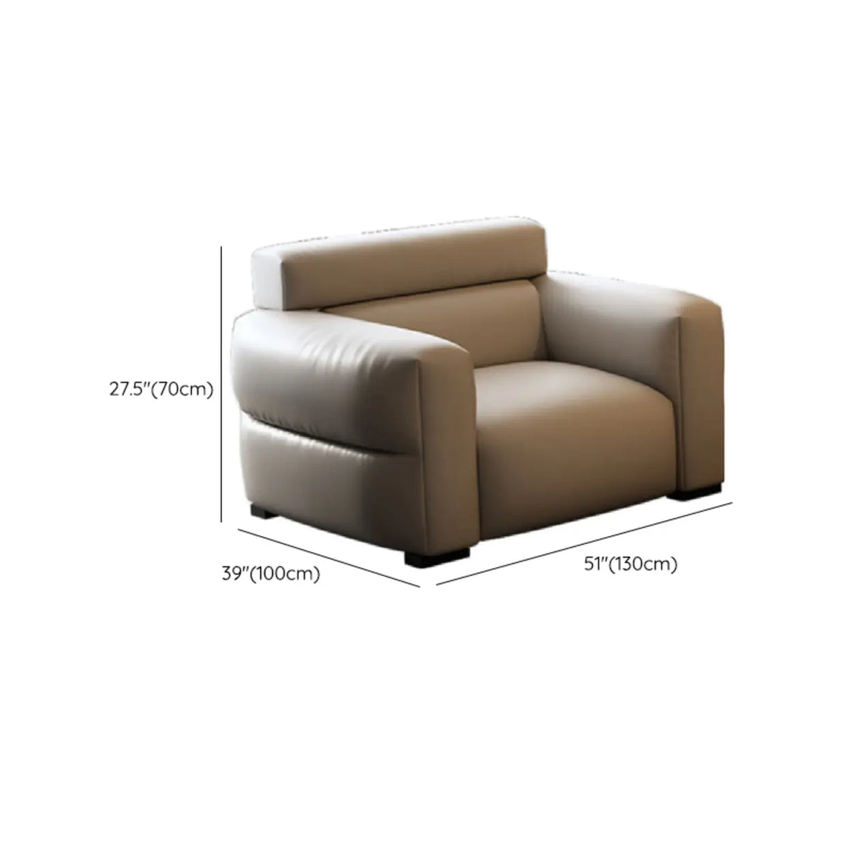 Off-White Tear Resistant Leather Sewn Pillow Back Sofa 