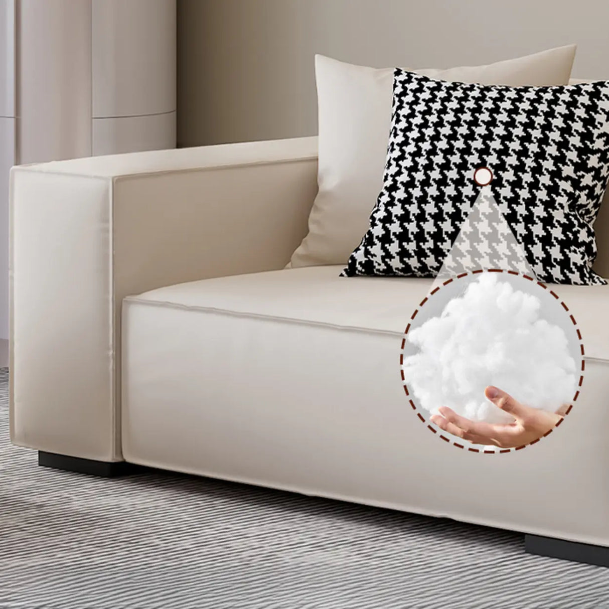Off-White Tear Resistant Tech Cloth Tight Back Sofa Image - 10