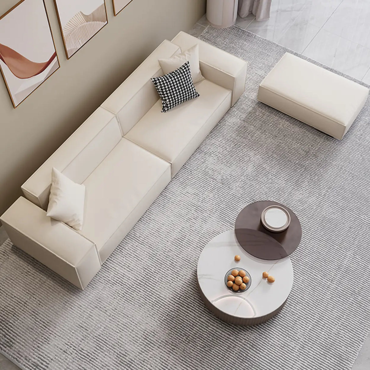 Off-White Tear Resistant Tech Cloth Tight Back Sofa Image - 2