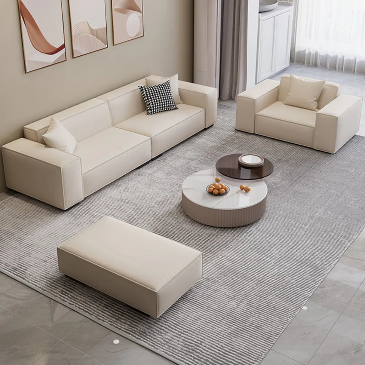 Off-White Tear Resistant Tech Cloth Tight Back Sofa Image - 3