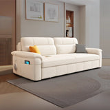 Off-White Tech Flannel Hidden Storage Sofa Bed Sleeper Image - 4