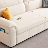 Off-White Tech Flannel Hidden Storage Sofa Bed Sleeper Image - 6