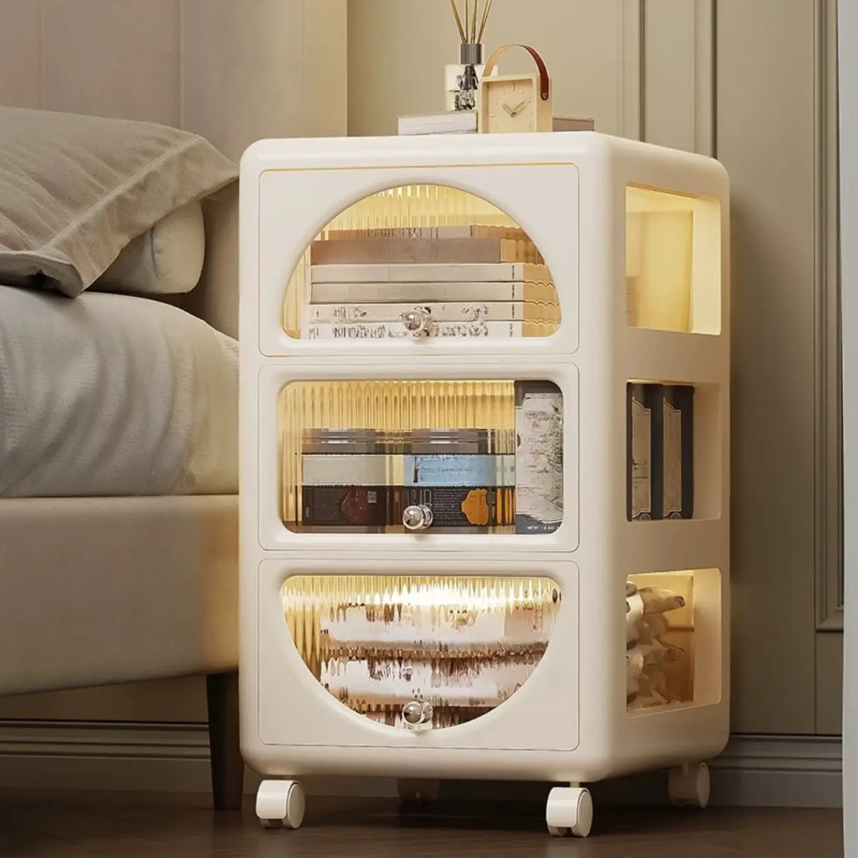 Off-White Three-Drawers Standard Height Kids Nightstand Image - 1