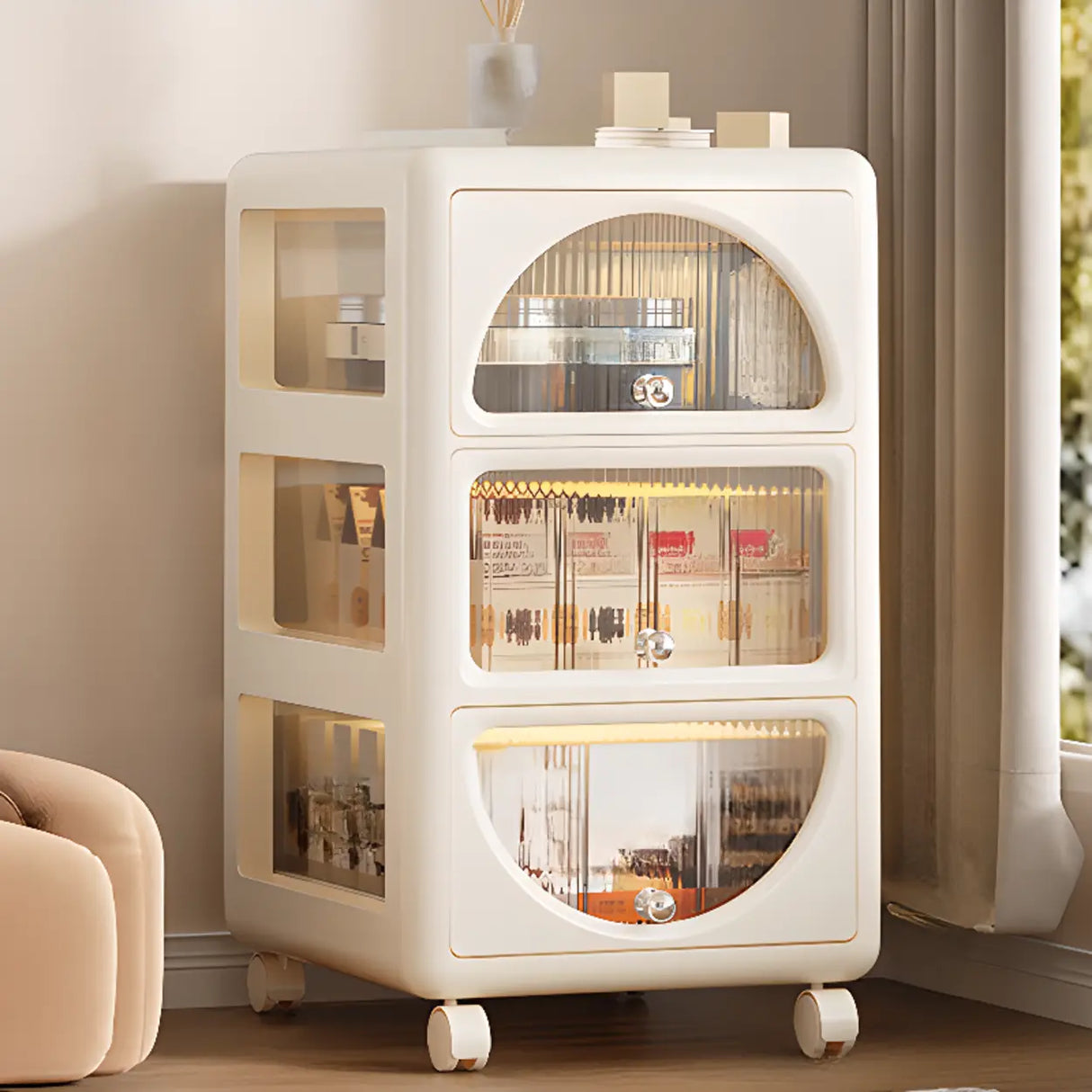 Off-White Three-Drawers Standard Height Kids Nightstand Image - 2
