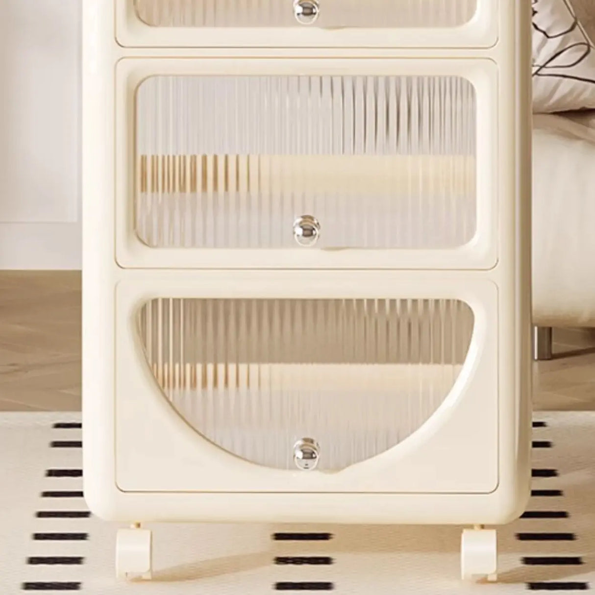 Off-White Three-Drawers Standard Height Kids Nightstand Image - 7