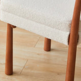 Off-White Upholstered Round Back Wood Dining Chair Image - 10