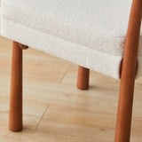 Off-White Upholstered Round Back Wood Dining Chair Image - 11