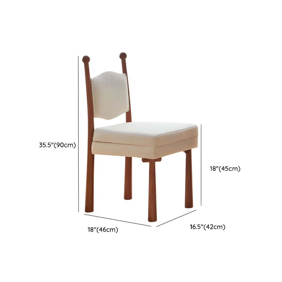 Off-White Upholstered Round Back Wood Dining Chair Image - 13