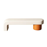 Off-White Upholstered Wood Bedroom Bench with Legs Image - 8