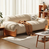Off-White Water Resistant Sherpa Fabric Pillow Sofa Image - 1