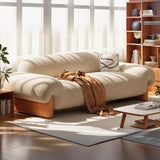 Off-White Water Resistant Sherpa Fabric Pillow Sofa Image - 2