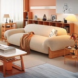 Off-White Water Resistant Sherpa Fabric Pillow Sofa Image - 3