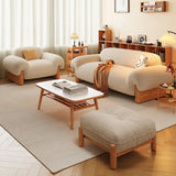 Off-White Water Resistant Sherpa Fabric Pillow Sofa Image - 4