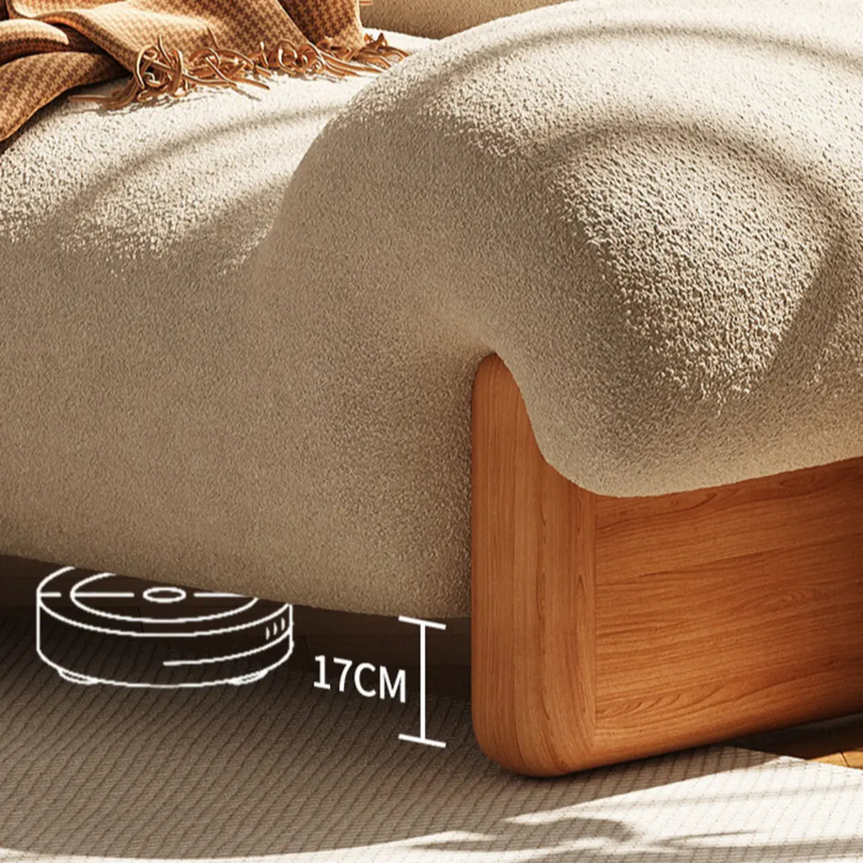 Off-White Water Resistant Sherpa Fabric Pillow Sofa Image - 7