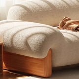Off-White Water Resistant Sherpa Fabric Pillow Sofa Image - 8