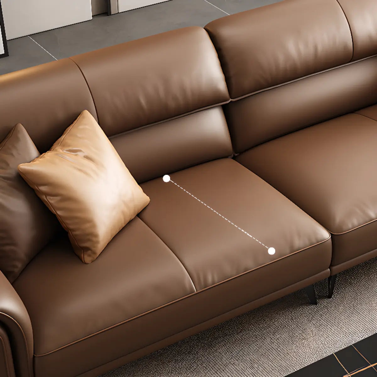 Office Brown Full Grain Cow Leather Reception Sofa Set Image - 10