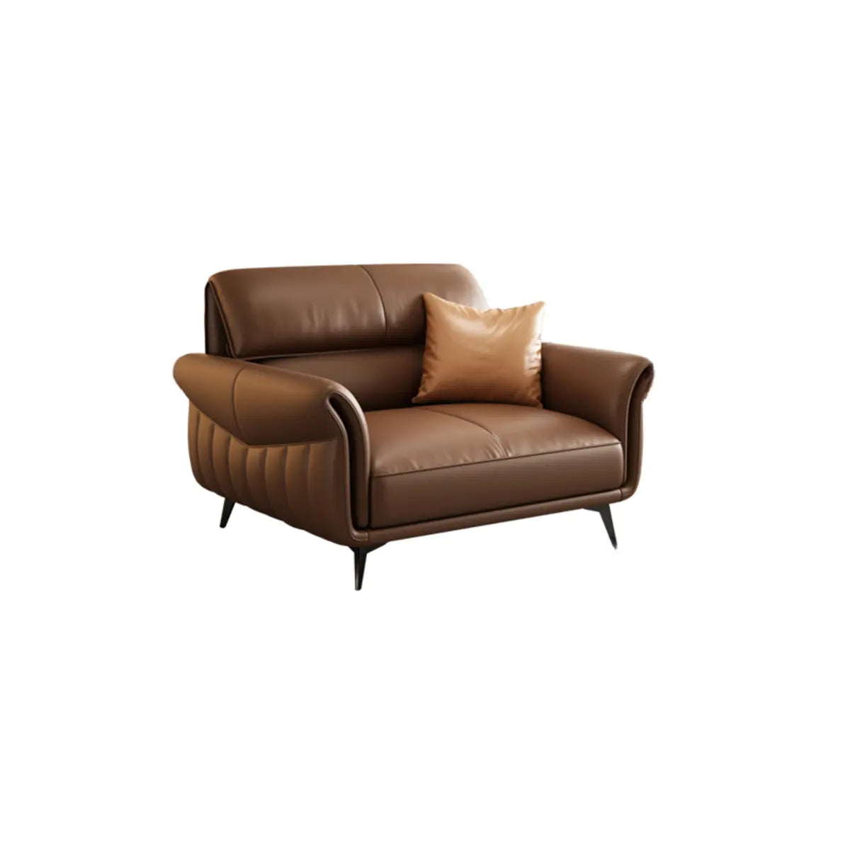 Office Brown Full Grain Cow Leather Reception Sofa Set Image - 11