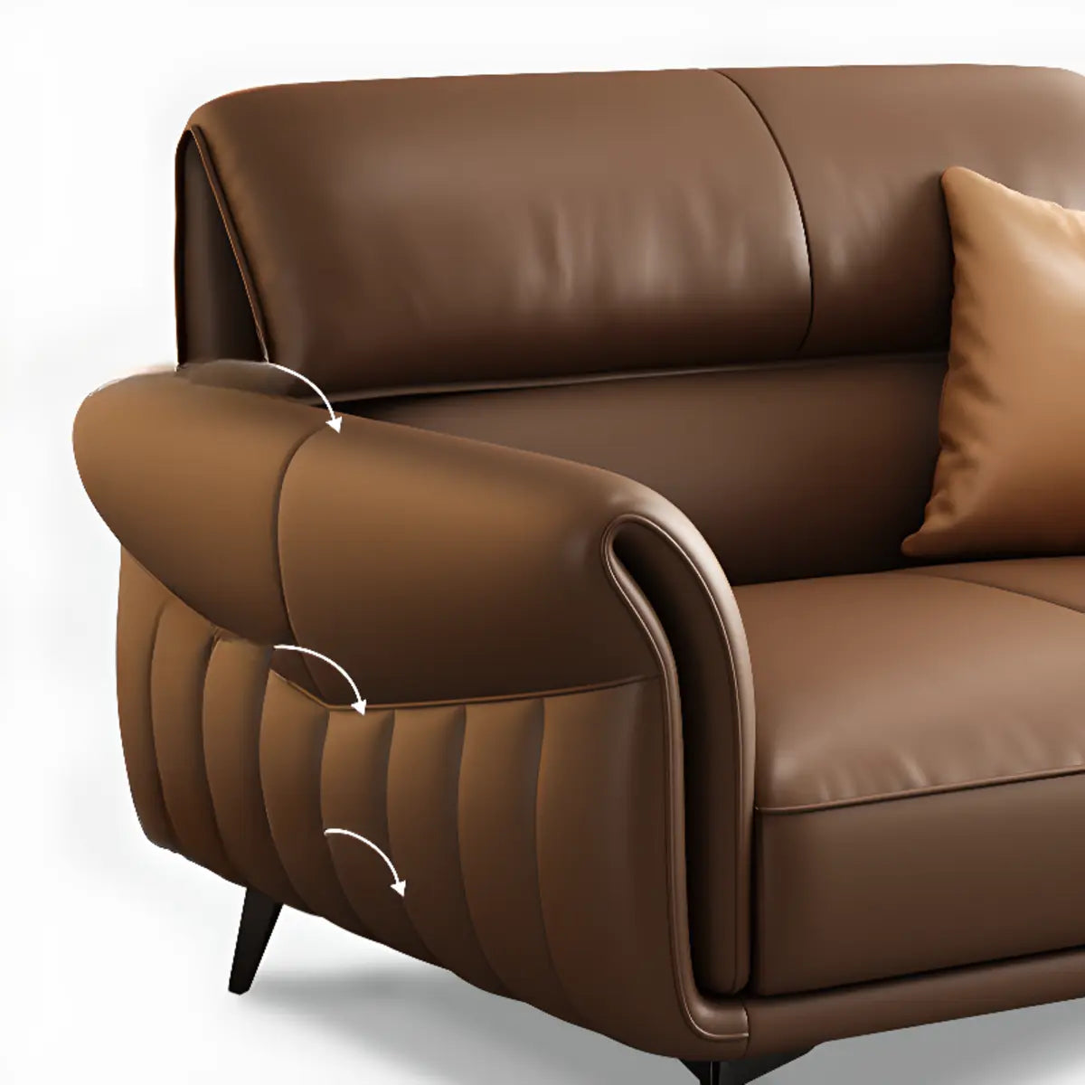 Office Brown Full Grain Cow Leather Reception Sofa Set Image - 12