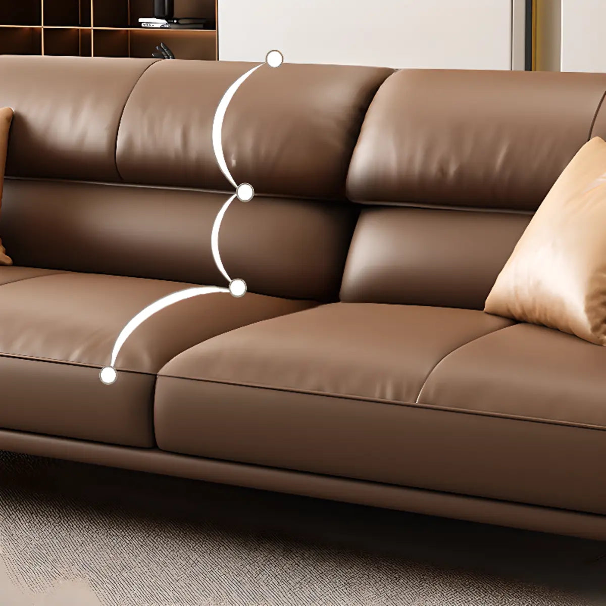 Office Brown Full Grain Cow Leather Reception Sofa Set Image - 14