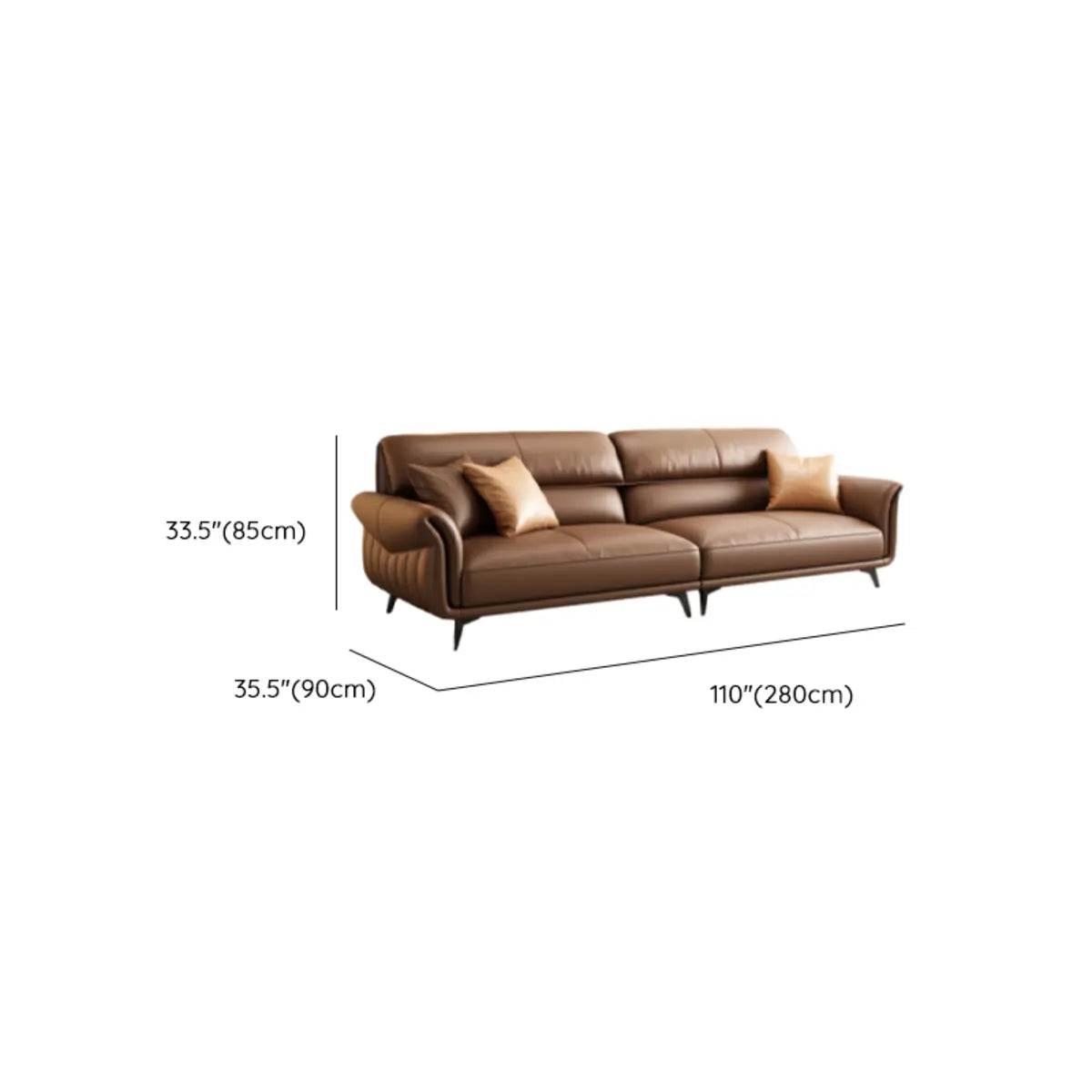 Office Brown Full Grain Cow Leather Reception Sofa Set Image - 19