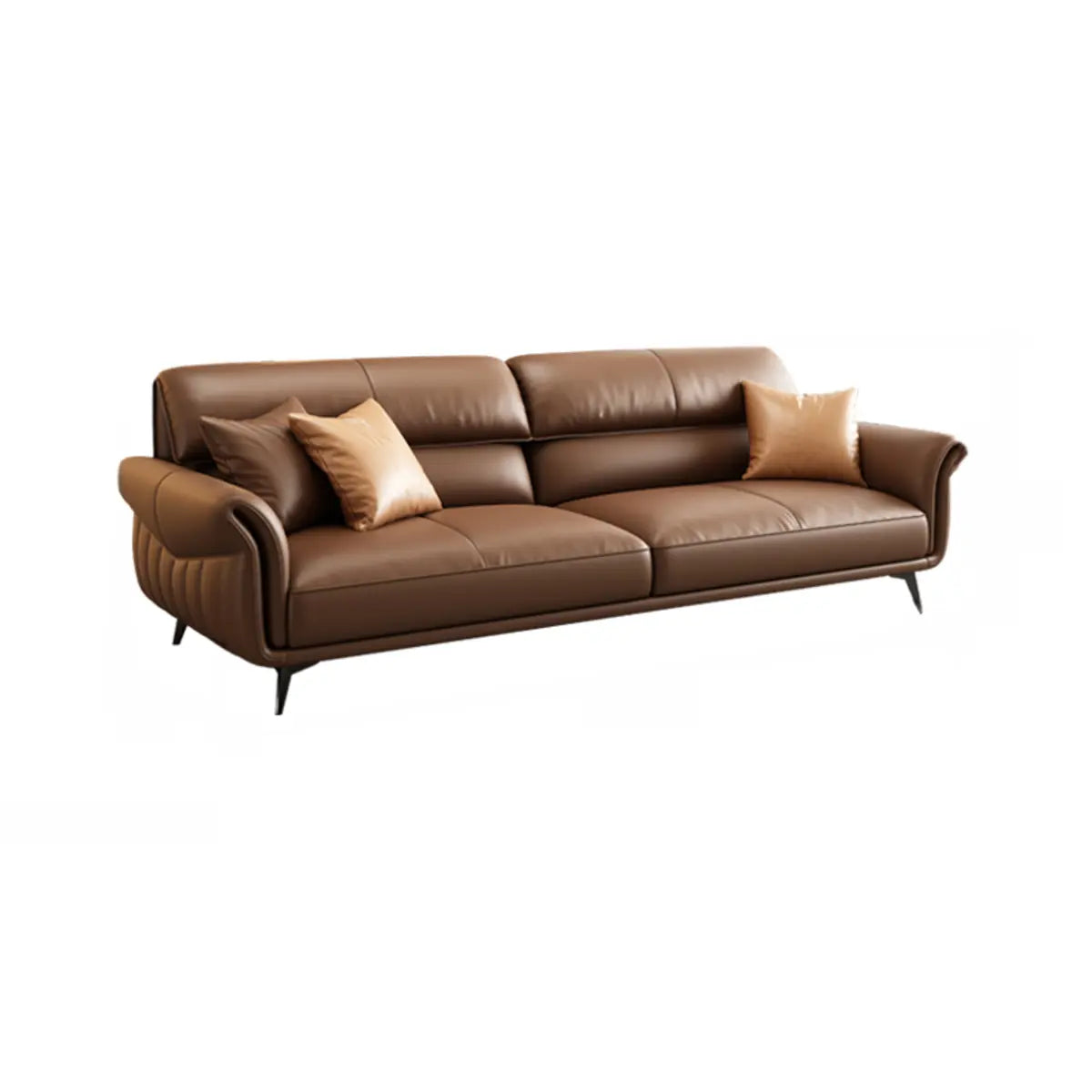 Office Brown Full Grain Cow Leather Reception Sofa Set Image - 5