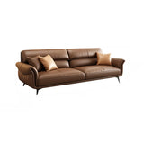 Office Brown Full Grain Cow Leather Reception Sofa Set Image - 7