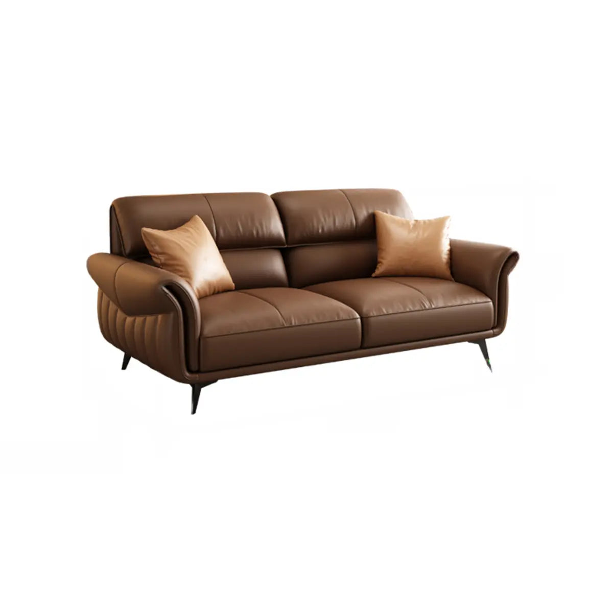 Office Brown Full Grain Cow Leather Reception Sofa Set Image - 9