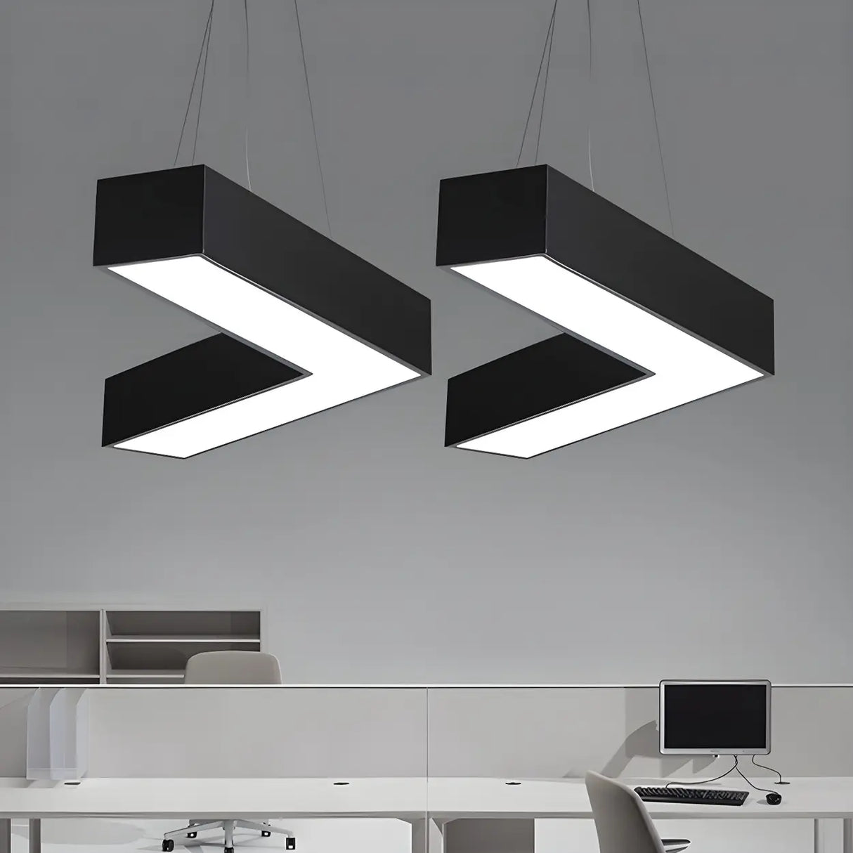 Office Meeting Room Acrylic V-Shape LED Pendant Light Image - 3