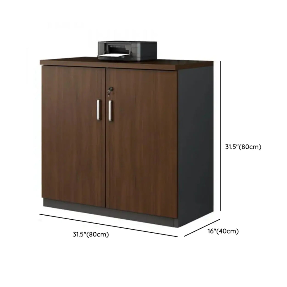 Office Wood Horizontal Brown Secure Filing Cabinet 