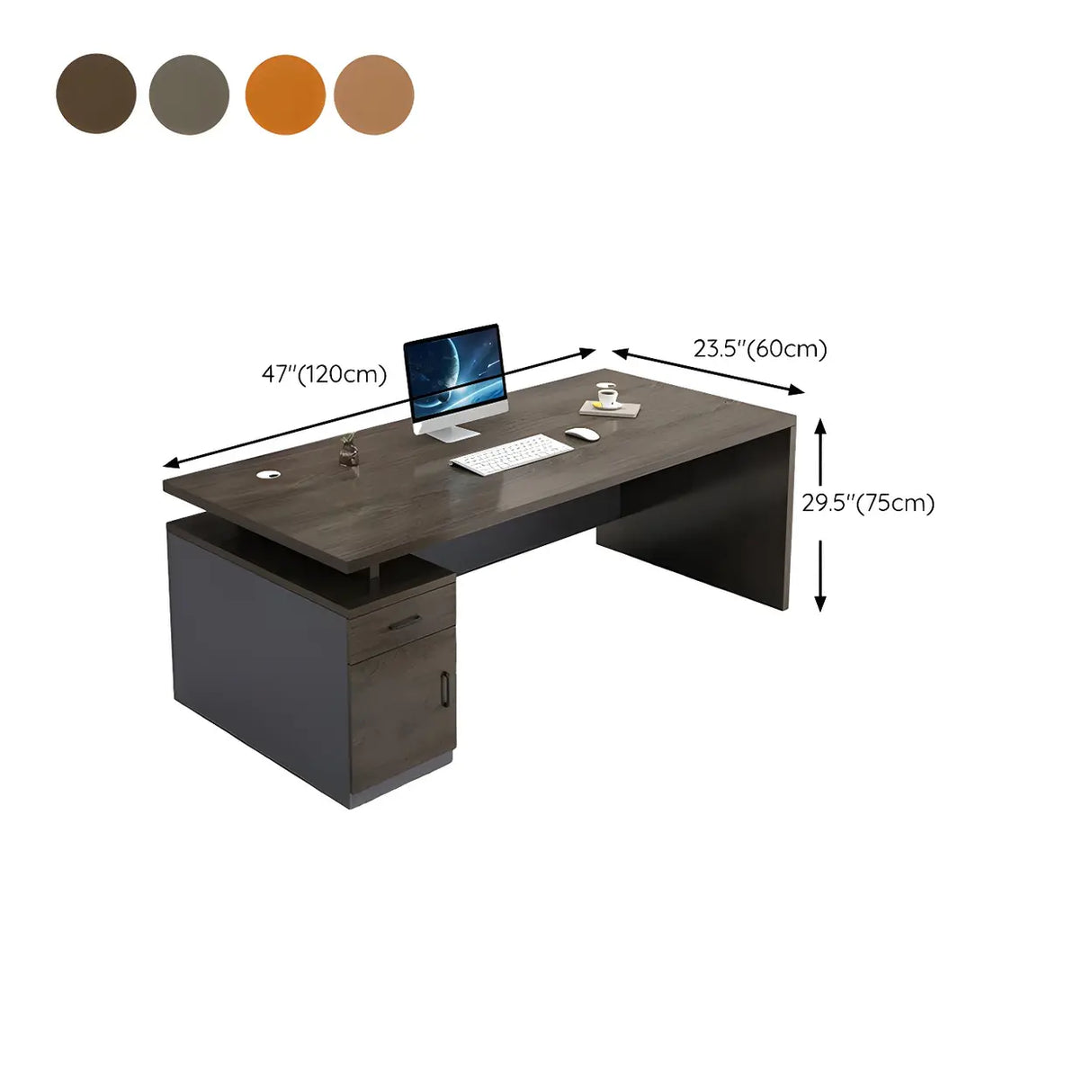 Office Wooden Executive Desk with Cabinet and Drawers 