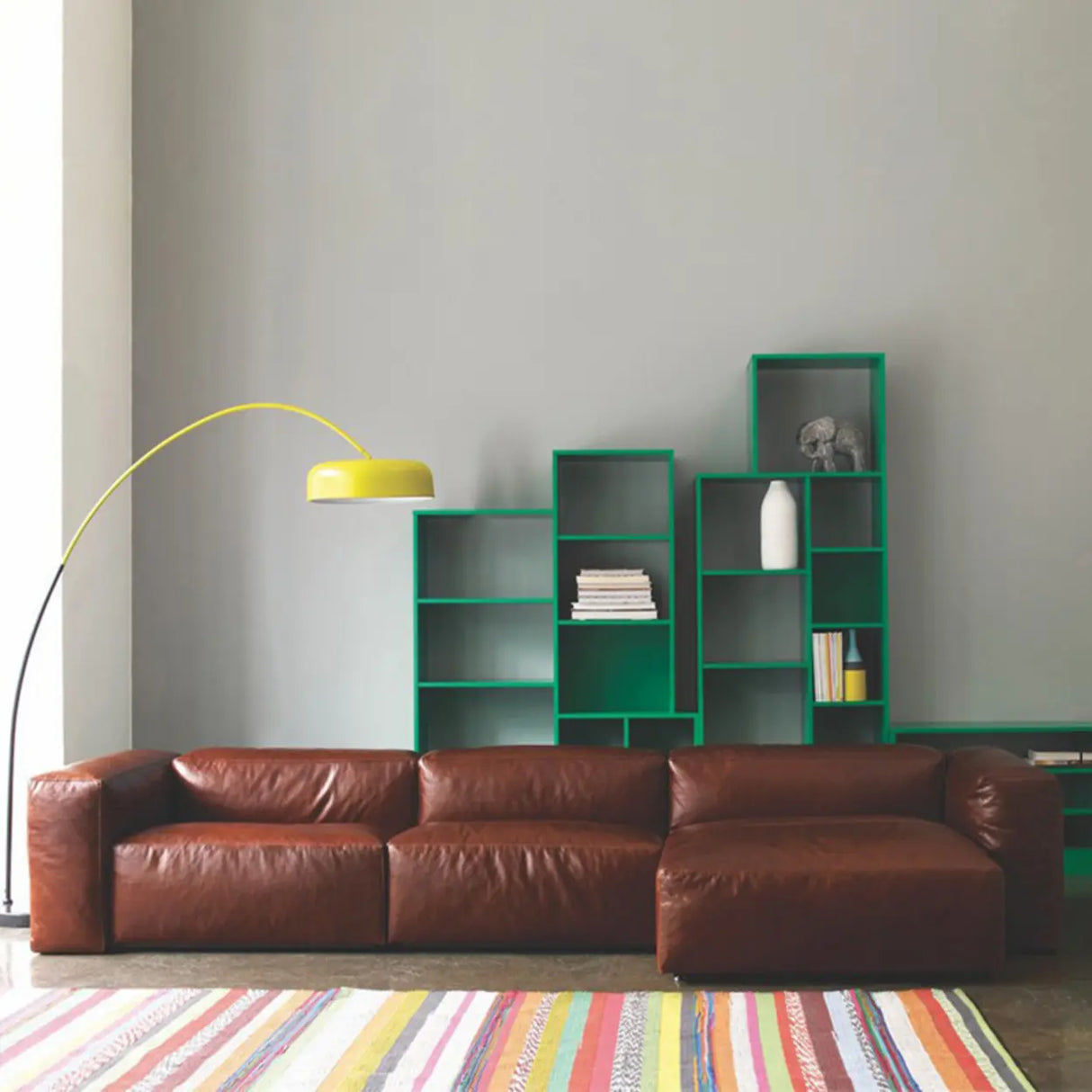 Oiled Leather Square Arm Cushion Back Foam Fill Sofa Image - 3