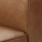 Oiled Leather Square Arm Cushion Back Foam Fill Sofa Image - 6