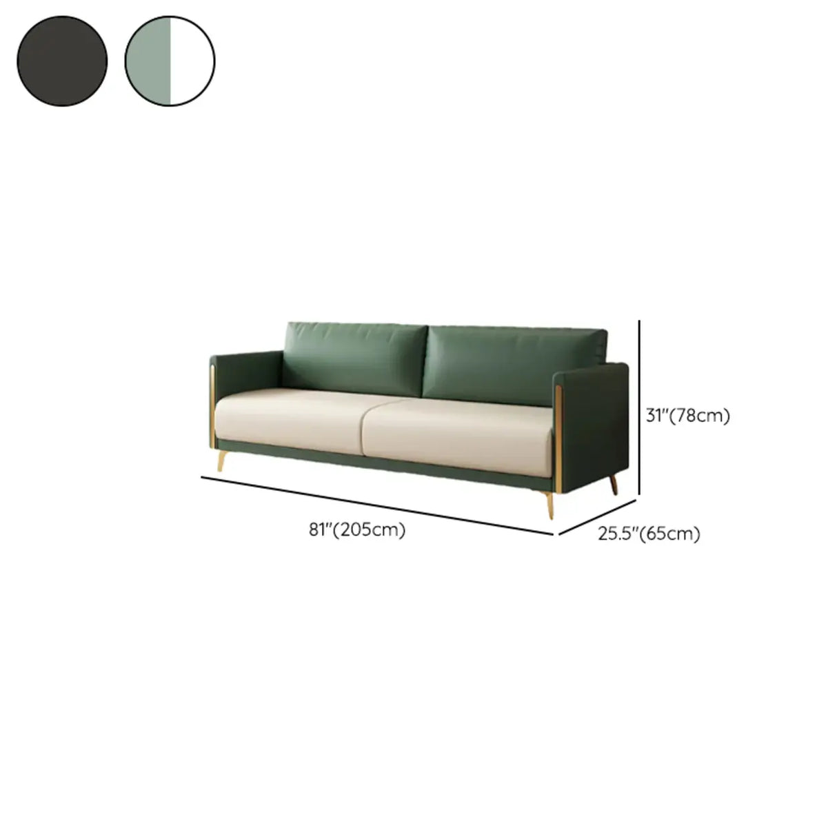 Olive Green-Beige Water Resistant Leather Loveseat Image - 12