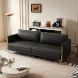Olive Green-Beige Water Resistant Leather Loveseat Image - 2