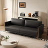 Olive Green-Beige Water Resistant Leather Loveseat Image - 2
