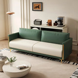 Olive Green-Beige Water Resistant Leather Loveseat Image - 3