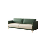 Olive Green-Beige Water Resistant Leather Loveseat Image - 4