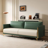 Olive Green-Beige Water Resistant Leather Loveseat Image - 6