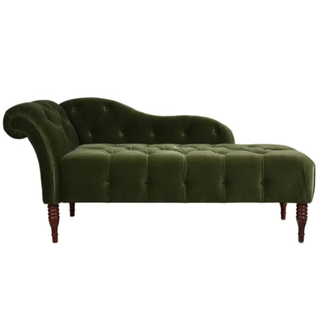 Olive Large Curved Velvet Tufted Relaxing Chaise Lounge Image - 2