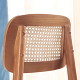 Open Back Armless Rattan Side Chair Wood Dining Chair Image - 10