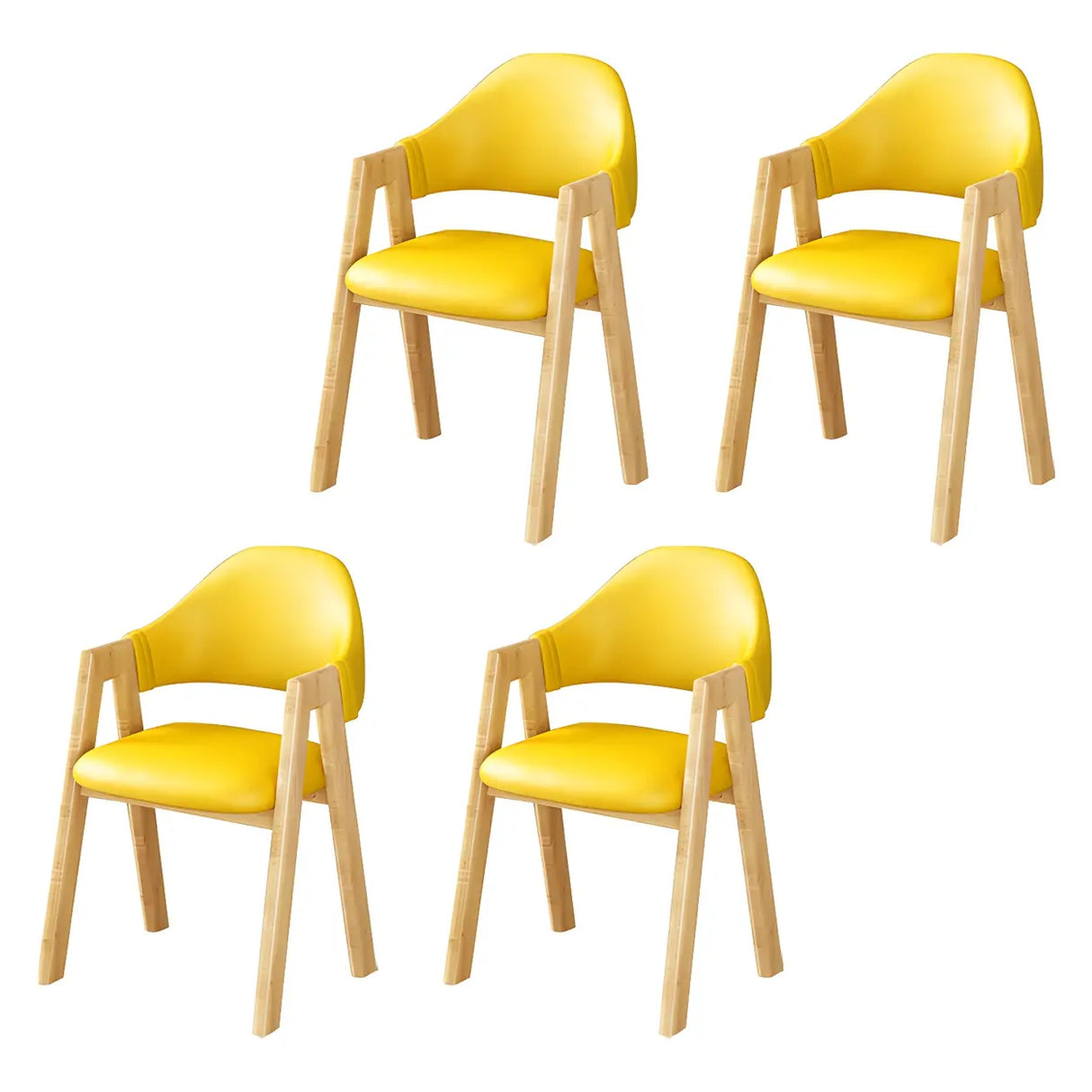 Open Back Cotton Leather Dining Arm Chair with Wood Leg Image - 11