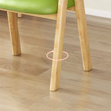Open Back Cotton Leather Dining Arm Chair with Wood Leg Image - 12