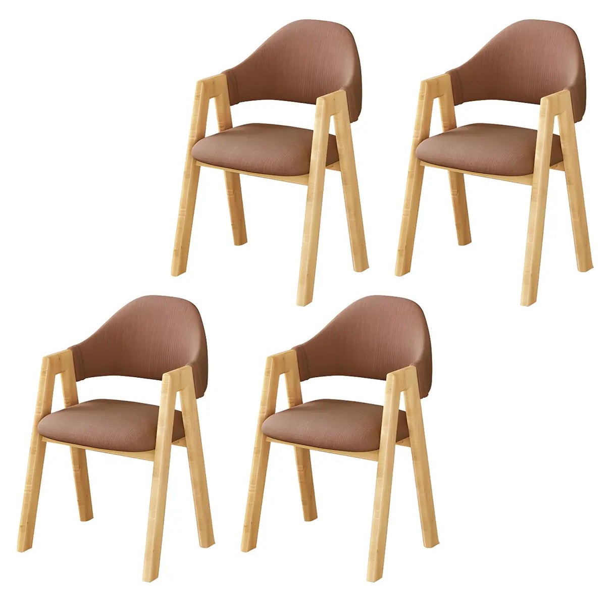 Open Back Cotton Leather Dining Arm Chair with Wood Leg Image - 18