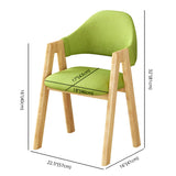 Open Back Cotton Leather Dining Arm Chair with Wood Leg Image - 20