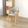 Open Back Cotton Leather Dining Arm Chair with Wood Leg Image - 25