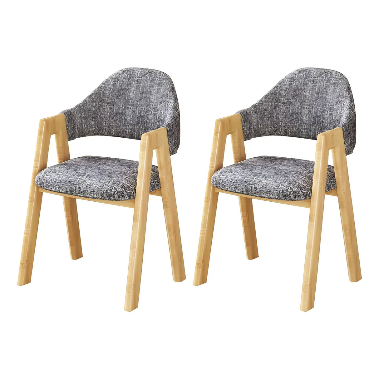 Open Back Cotton Leather Dining Arm Chair with Wood Leg Image - 29