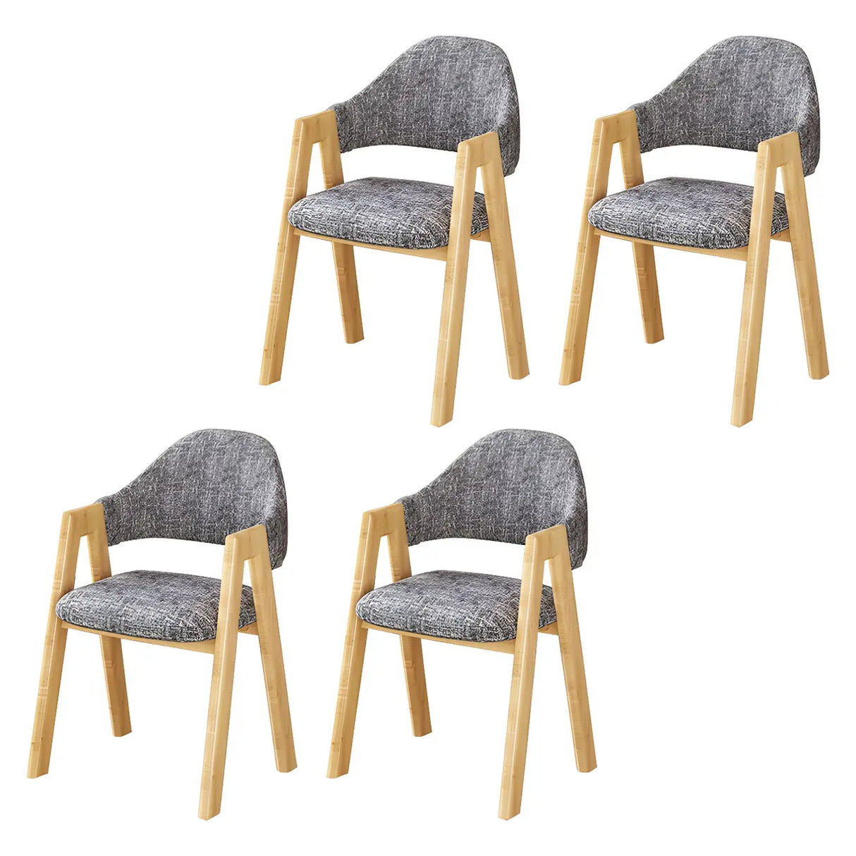 Open Back Cotton Leather Dining Arm Chair with Wood Leg Image - 30