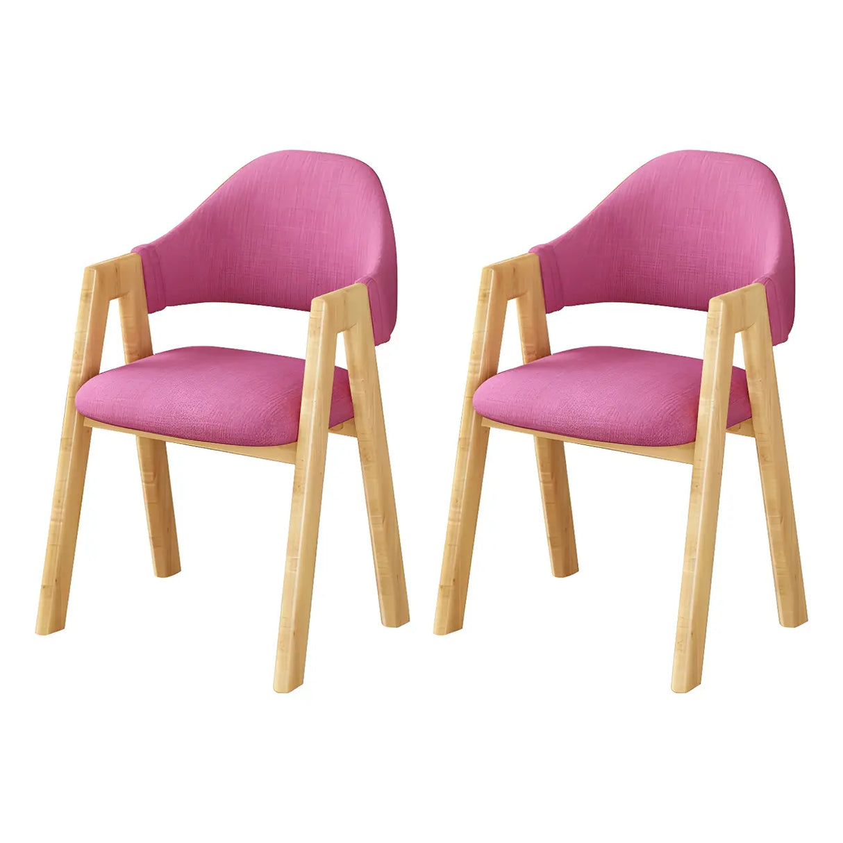 Open Back Cotton Leather Dining Arm Chair with Wood Leg Image - 32