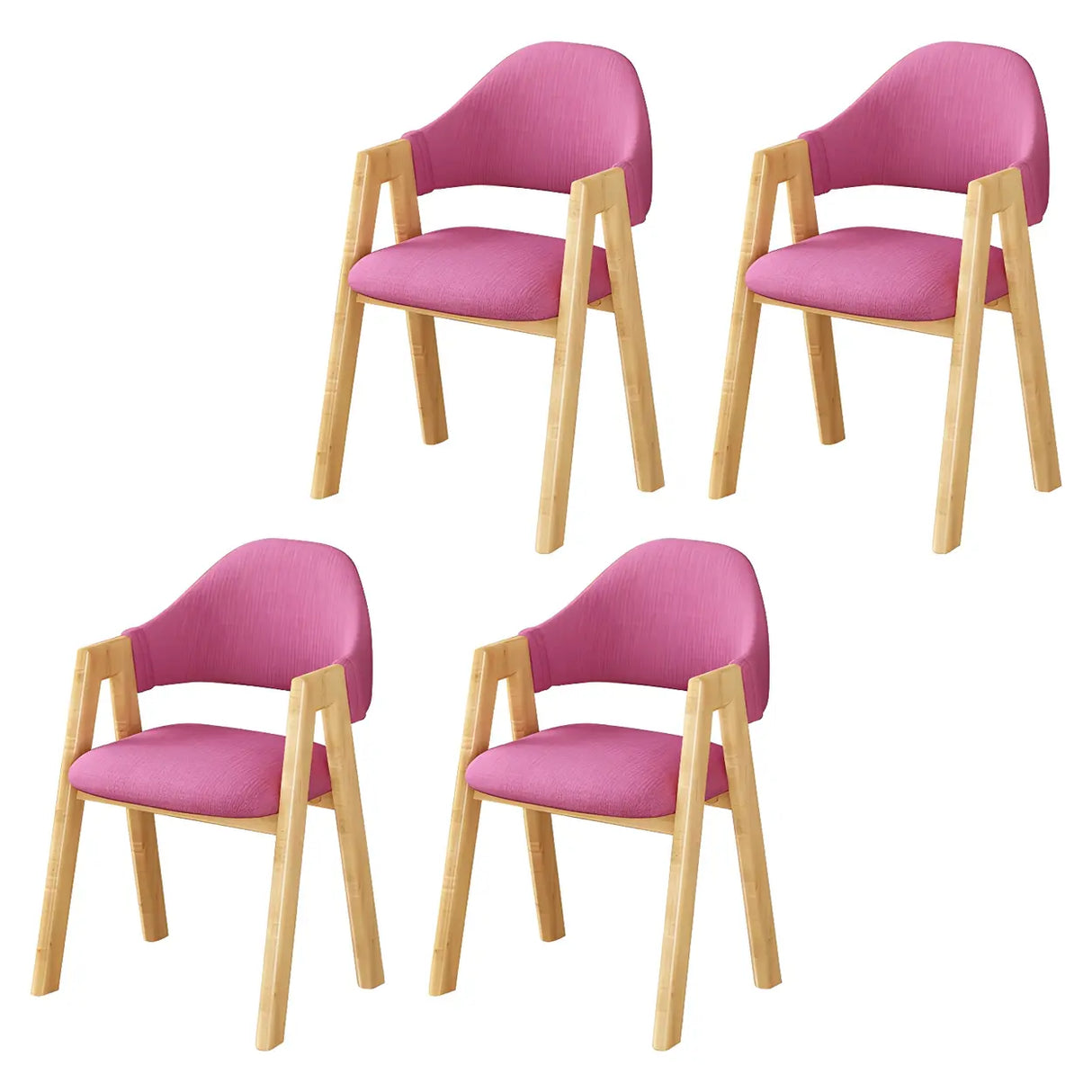 Open Back Cotton Leather Dining Arm Chair with Wood Leg Image - 33